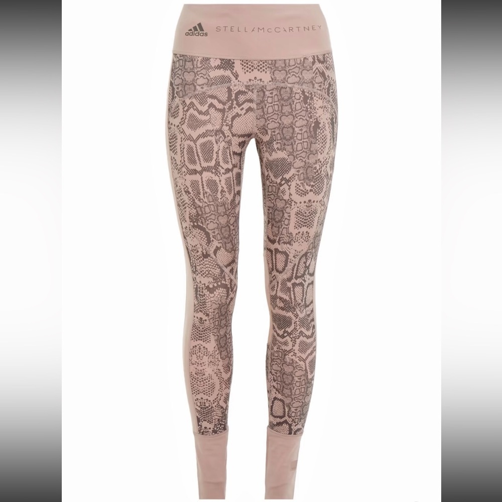 NWT Stella McCartney Adidas Train BT Athletic Leggings in Mauve Tan Snake Brown